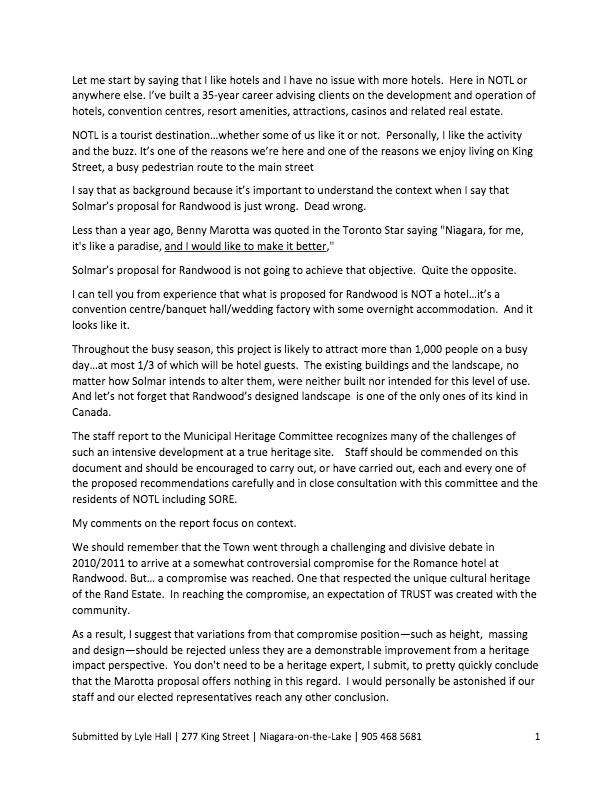 Lyle Hall to Municipal Heritage Committee Feb 13 2018