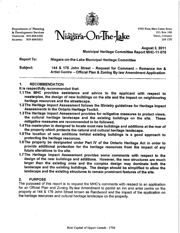 Municipal Heritage Committee Aug 2011