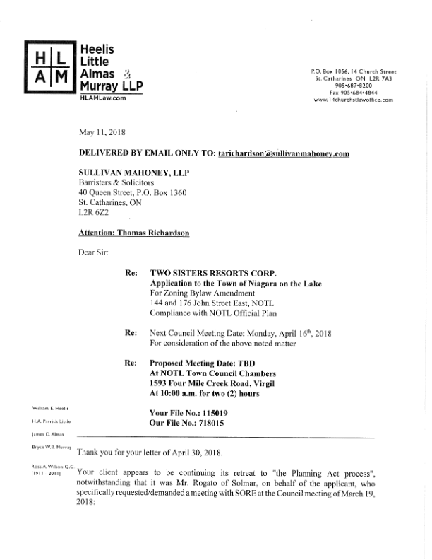 May 11 SORE lawyer letter