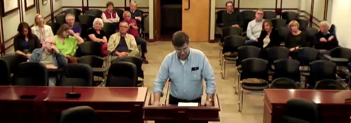 Screen shot of David Bell addressing MHC on May 8