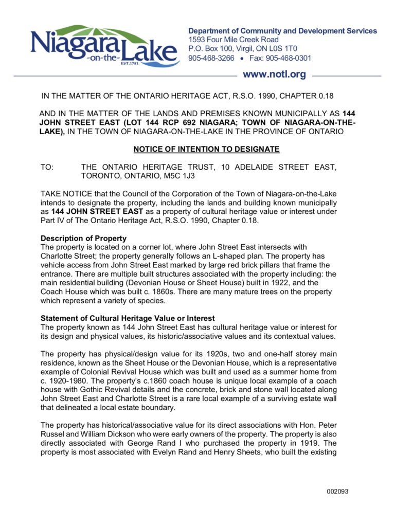 25 - Notices of Intention to Designate