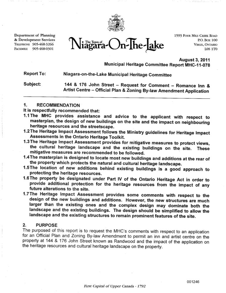 7 - MHC Staff Report & Meeting Minutes (Aug 9, 2011)